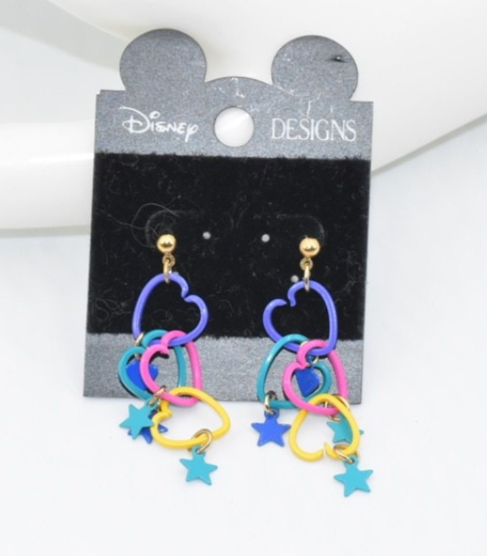 Walt Disney Designs Disneyland Whimsical HEARTS & STARS Pierced Dangle Earrings